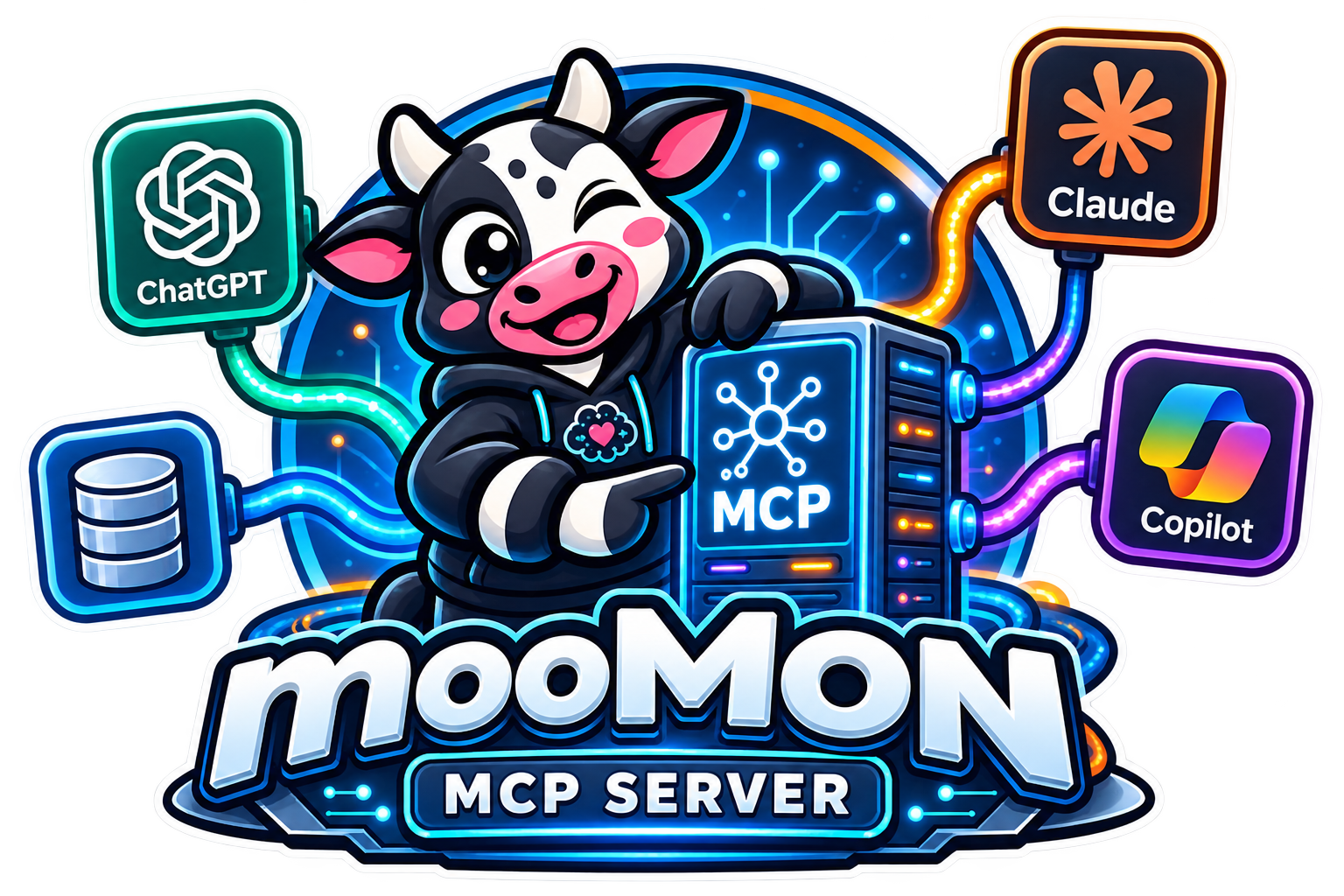 mooMON MCP Server — the cow wiring Claude, Copilot and ChatGPT to your Oracle database