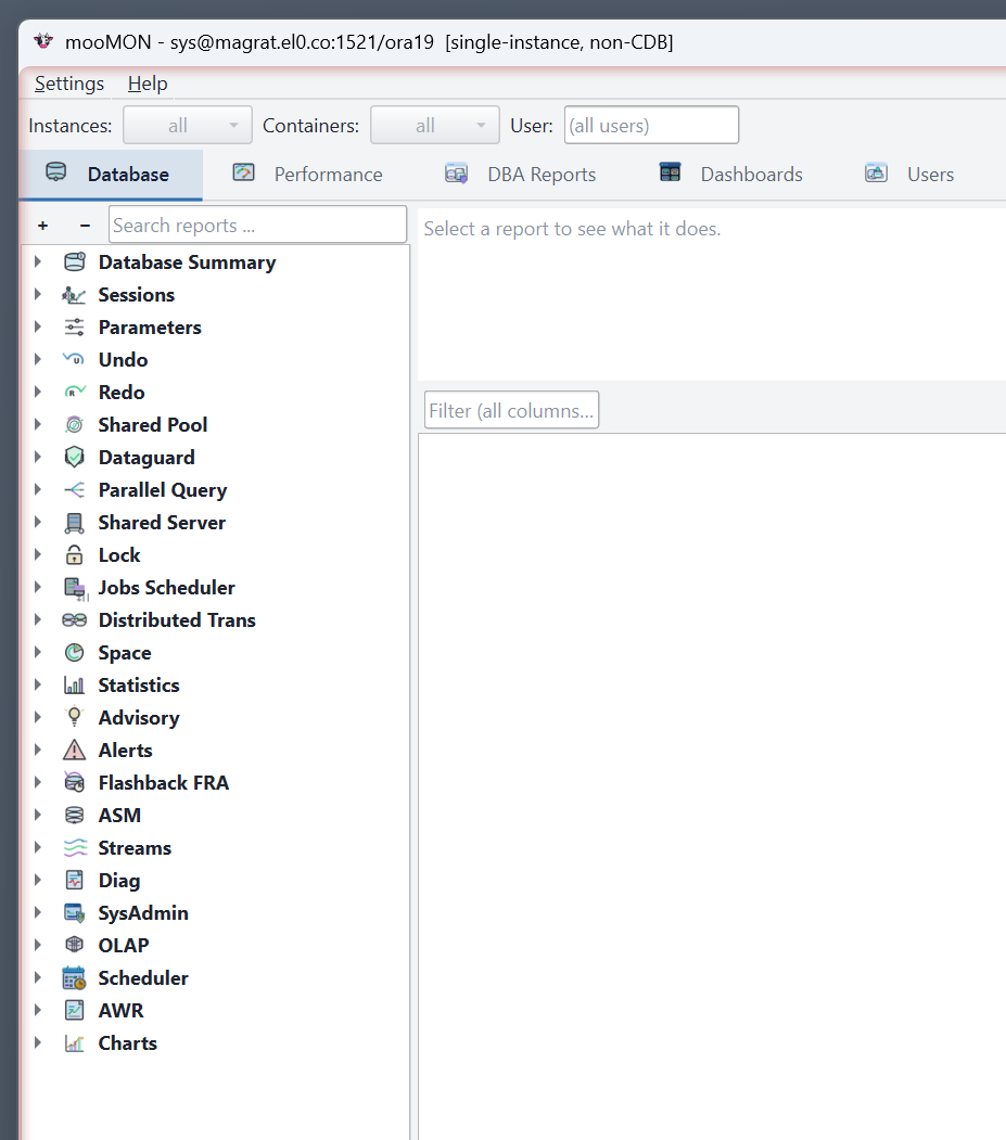 Database tab report groups