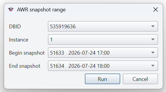 AWR snapshot picker