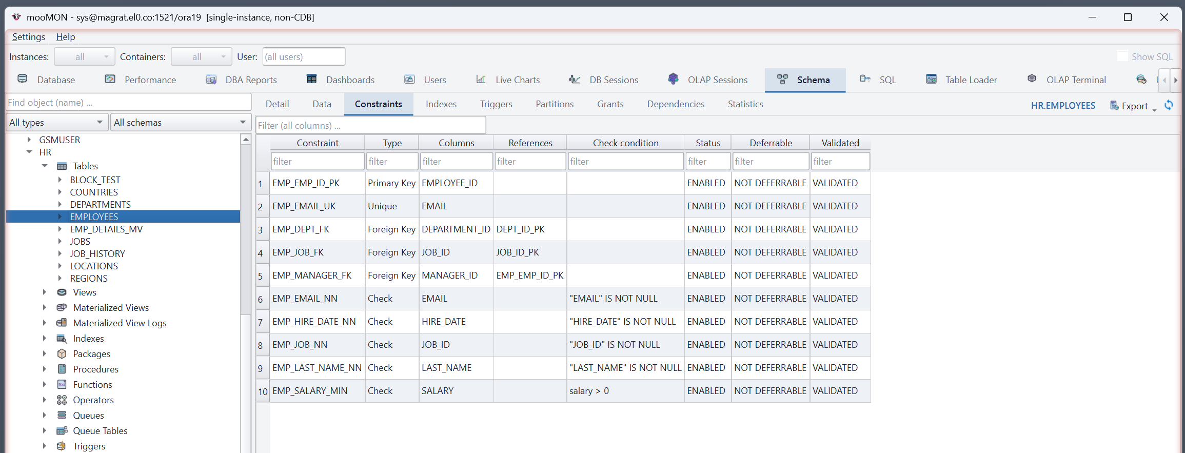 Constraints tab