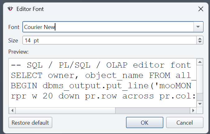 Editor font setting