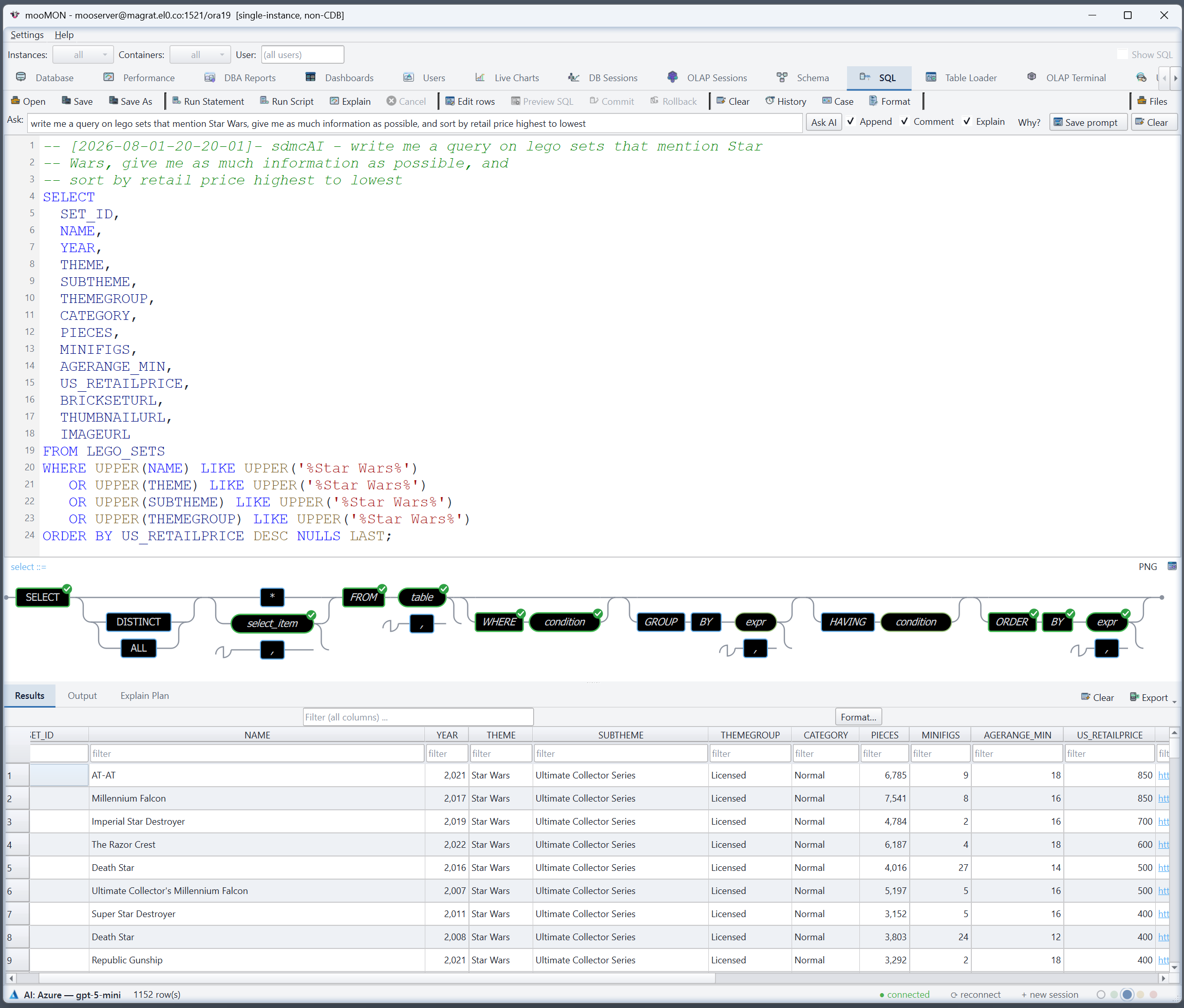 Ask the database in plain English and get Oracle SQL