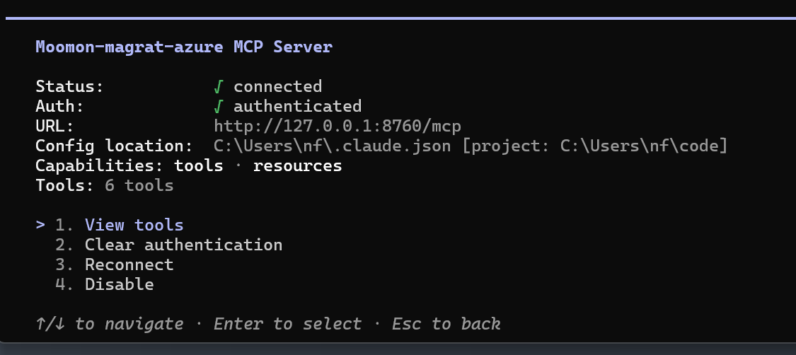 mooMON connected as an MCP server in Claude